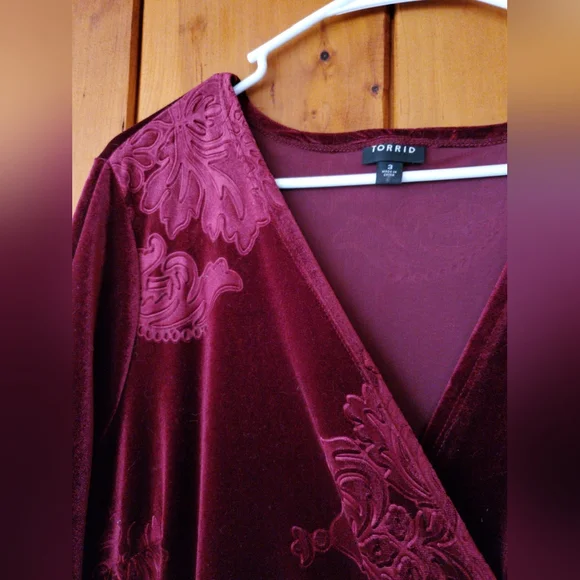 Burgundy Velvet Torrid Dress - Picture 3 of 3
